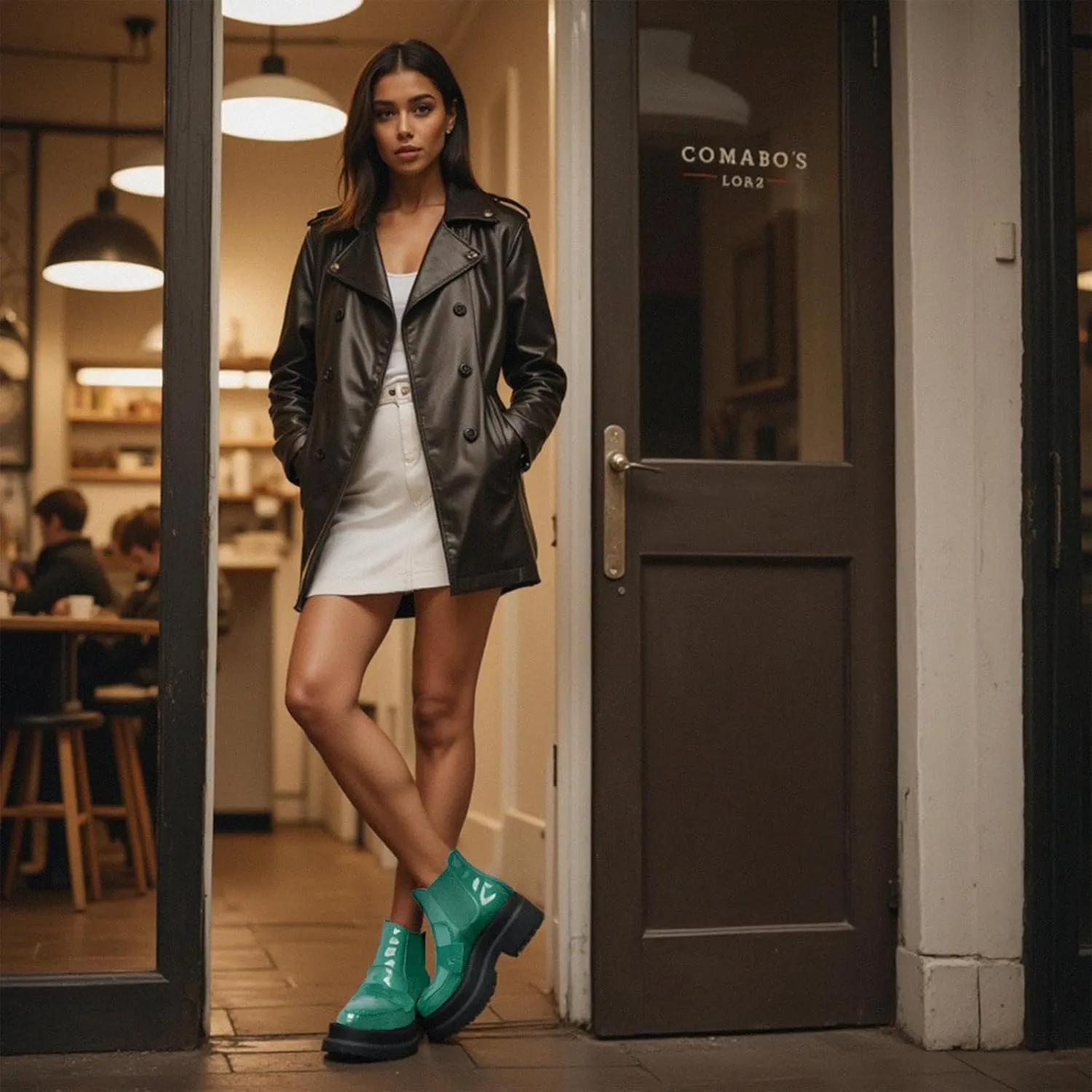 KaroNairy Platform Ankle Boots for Women Chelsea Boots Round Toe Chunky Heel Slip on Lug Sole Short Boots Black
