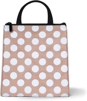 Kate Spade New York Cute Lunch Bag for Women, Large Capacity Adult Lunch Tote with Silver Thermal Insulated Interior Lining and Storage Pocket (Jumbo Dot)