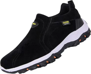 Keilinia Men's Suede Waterproof Hiking Shoes,Outdoors Lightweight Comfy Arch Support Low-top Non-Slip Trekking Slip on Sneakers