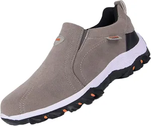 Keilinia Men's Suede Waterproof Hiking Shoes,Outdoors Lightweight Comfy Arch Support Low-top Non-Slip Trekking Slip on Sneakers
