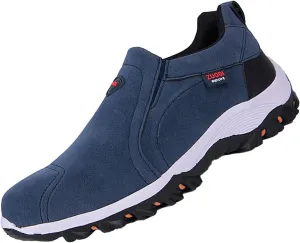 Keilinia Men's Suede Waterproof Hiking Shoes,Outdoors Lightweight Comfy Arch Support Low-top Non-Slip Trekking Slip on Sneakers
