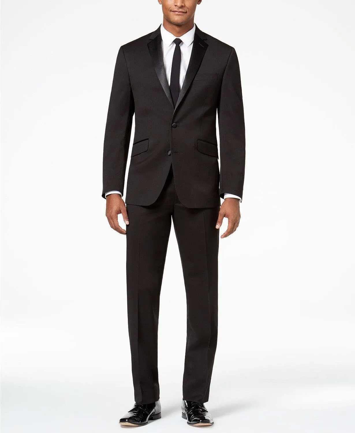 Kenneth Cole REACTION Men's Performance Fabric Tuxedo, Formal Suit for Black Tie