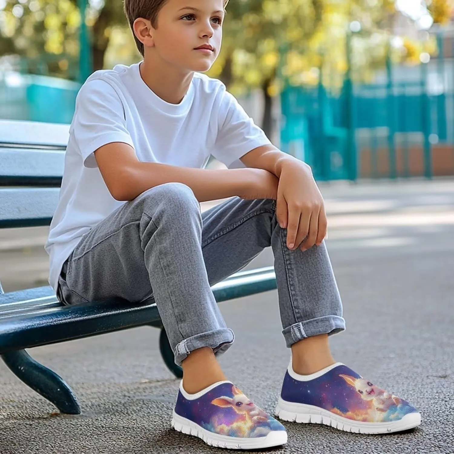 Kids Athletic Shoes Cute Girls Slip On Tennis Shoes Comfy Boys Casual Shoes