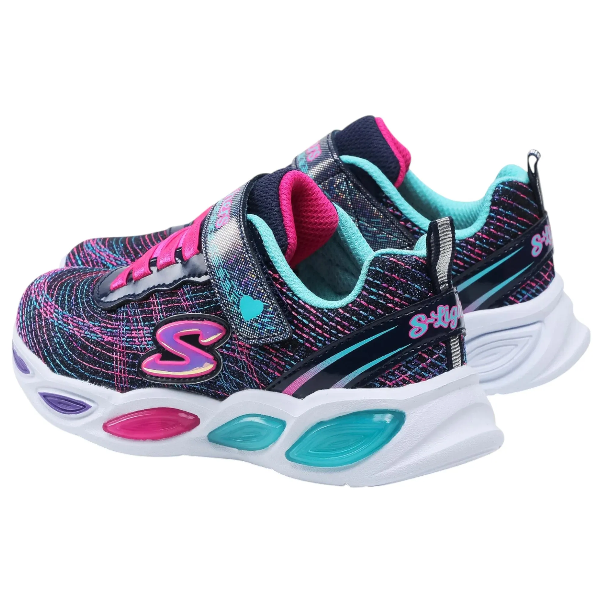 Kids Girls Skechers Shimmer Beams - Sparkle Glitz Shoes Navy/Multi