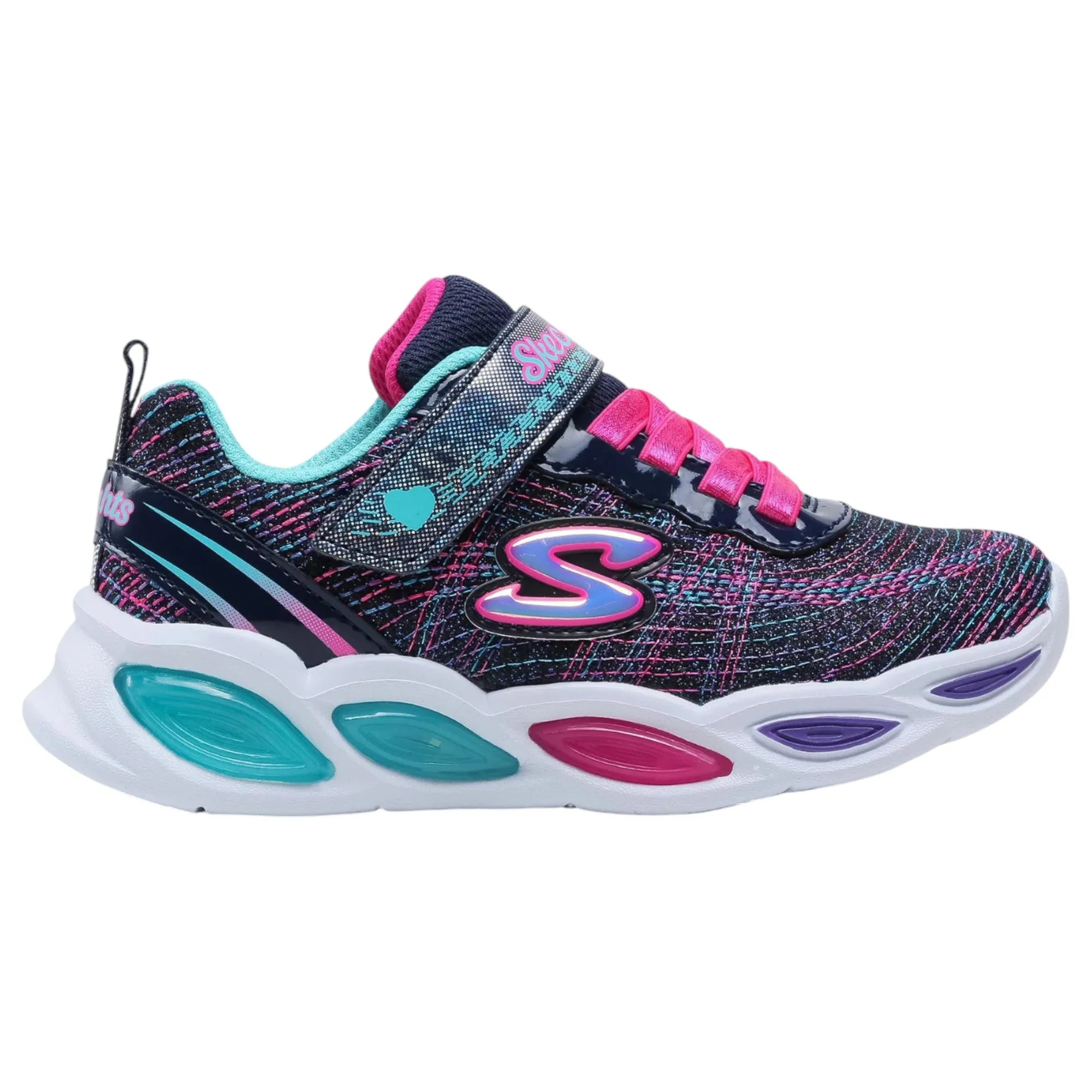Kids Girls Skechers Shimmer Beams - Sparkle Glitz Shoes Navy/Multi