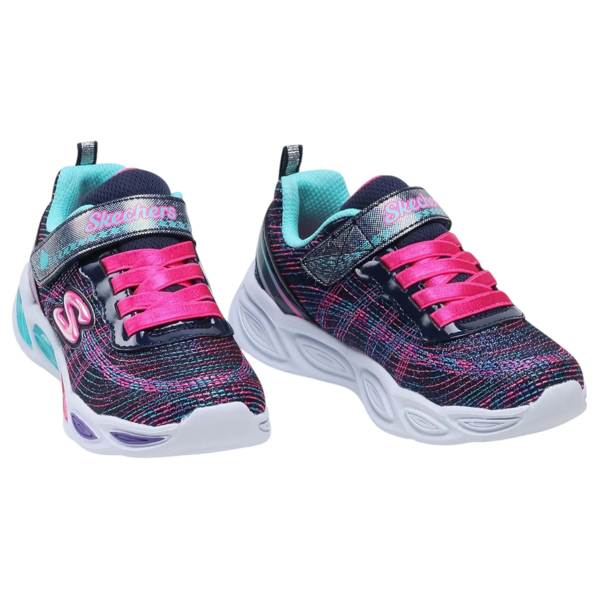 Kids Girls Skechers Shimmer Beams - Sparkle Glitz Shoes Navy/Multi