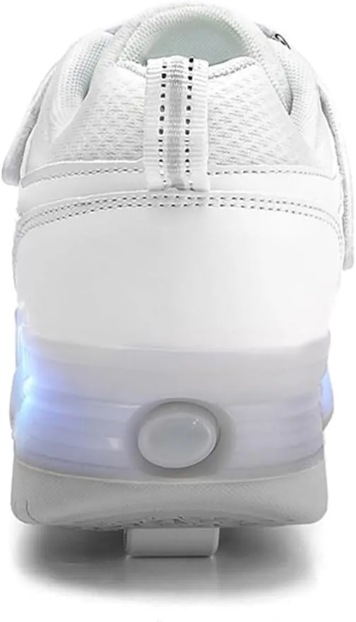 Kids LED Roller Skate Shoes with Double Wheels Rechargeable Retractable Wheels Light Up Sneakers for Christmas Birthday Gifts