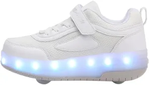 Kids LED Roller Skate Shoes with Double Wheels Rechargeable Retractable Wheels Light Up Sneakers for Christmas Birthday Gifts
