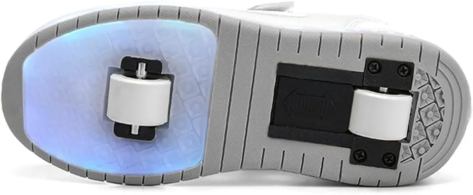 Kids LED Roller Skate Shoes with Double Wheels Rechargeable Retractable Wheels Light Up Sneakers for Christmas Birthday Gifts