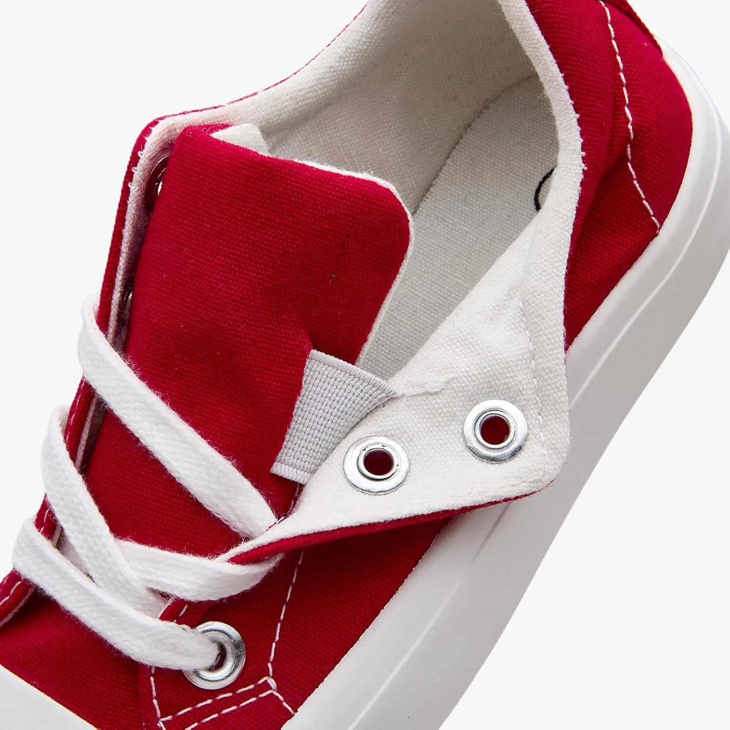 Kids' Low-Top Slip-On Cotton Sneakers, Classic Lace-Up Canvas Shoes for Girls Boys