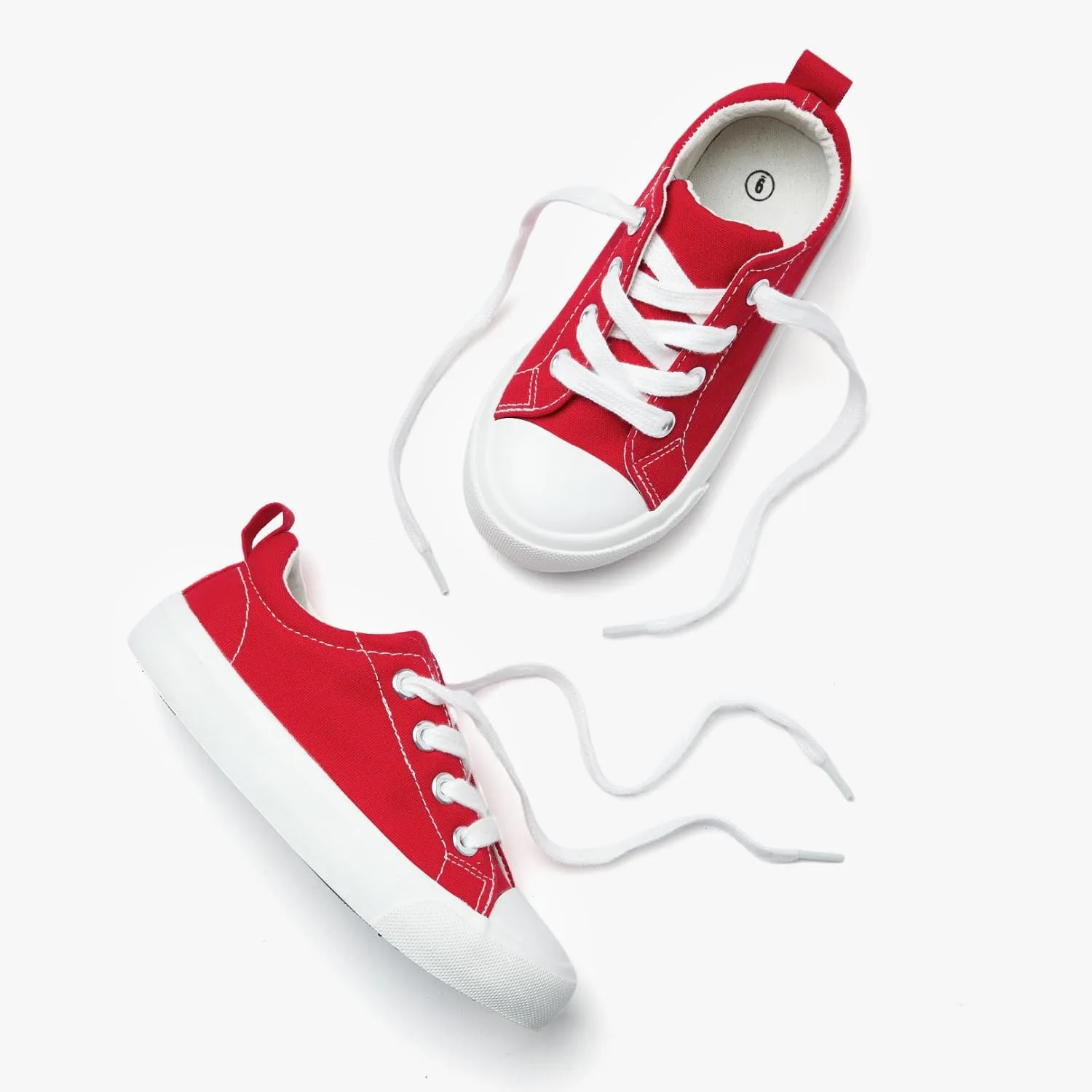 Kids' Low-Top Slip-On Cotton Sneakers, Classic Lace-Up Canvas Shoes for Girls Boys