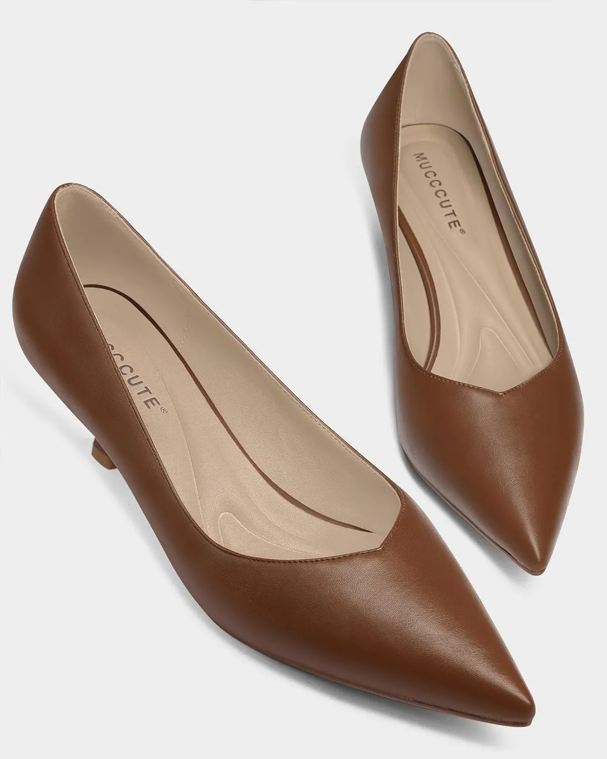 Kitten Heels for Women Pumps Pointed Closed Toe Heels 2 in Low Heel Comfy Formal Work Pumps