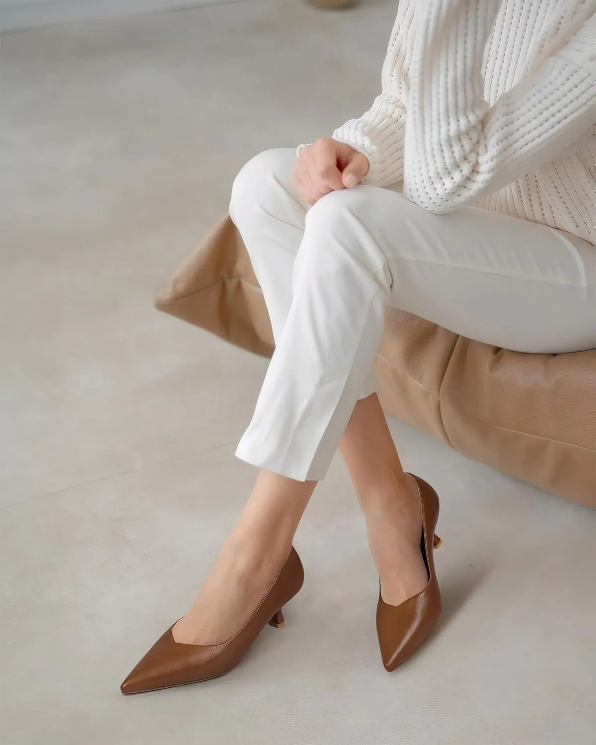Kitten Heels for Women Pumps Pointed Closed Toe Heels 2 in Low Heel Comfy Formal Work Pumps