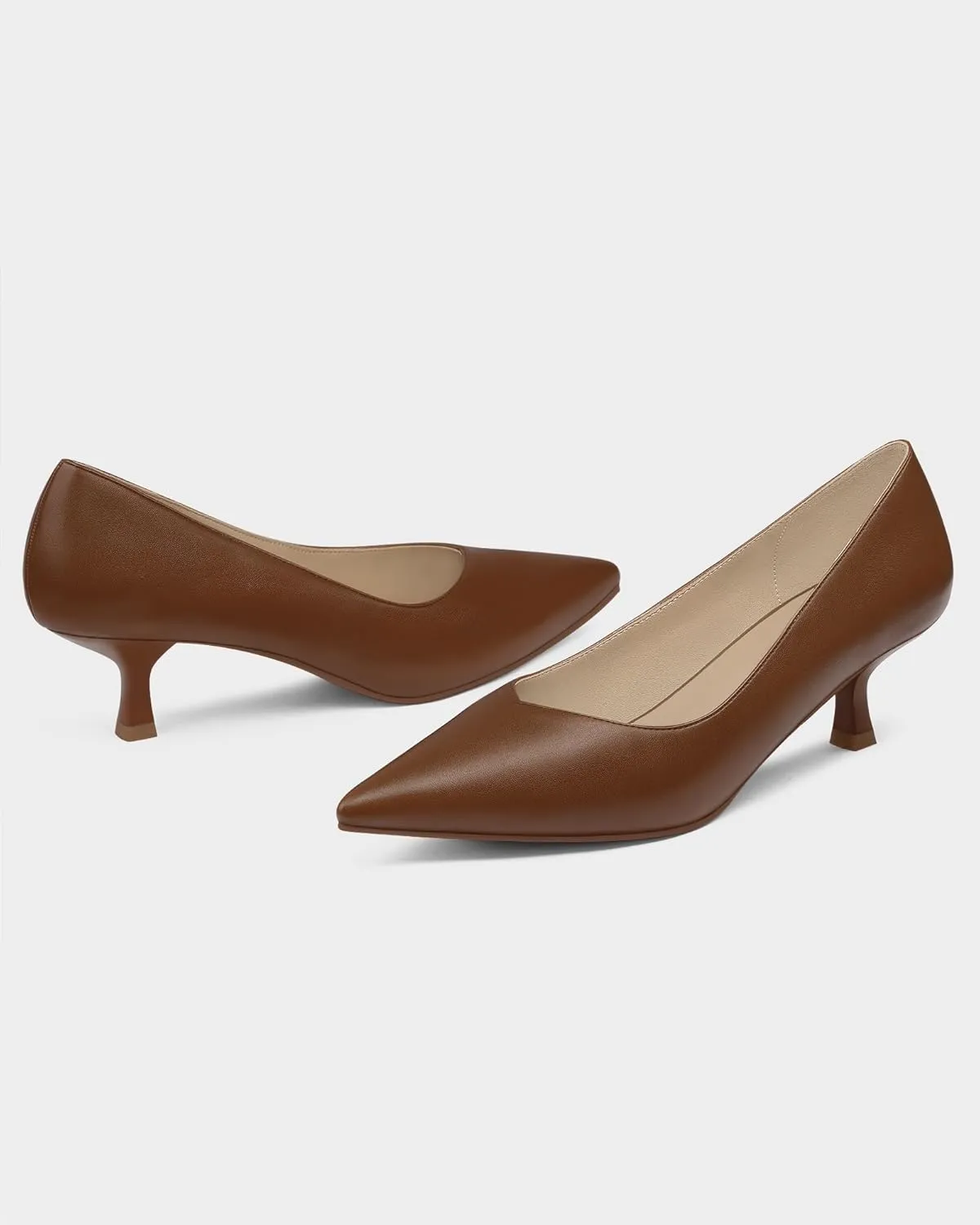 Kitten Heels for Women Pumps Pointed Closed Toe Heels 2 in Low Heel Comfy Formal Work Pumps