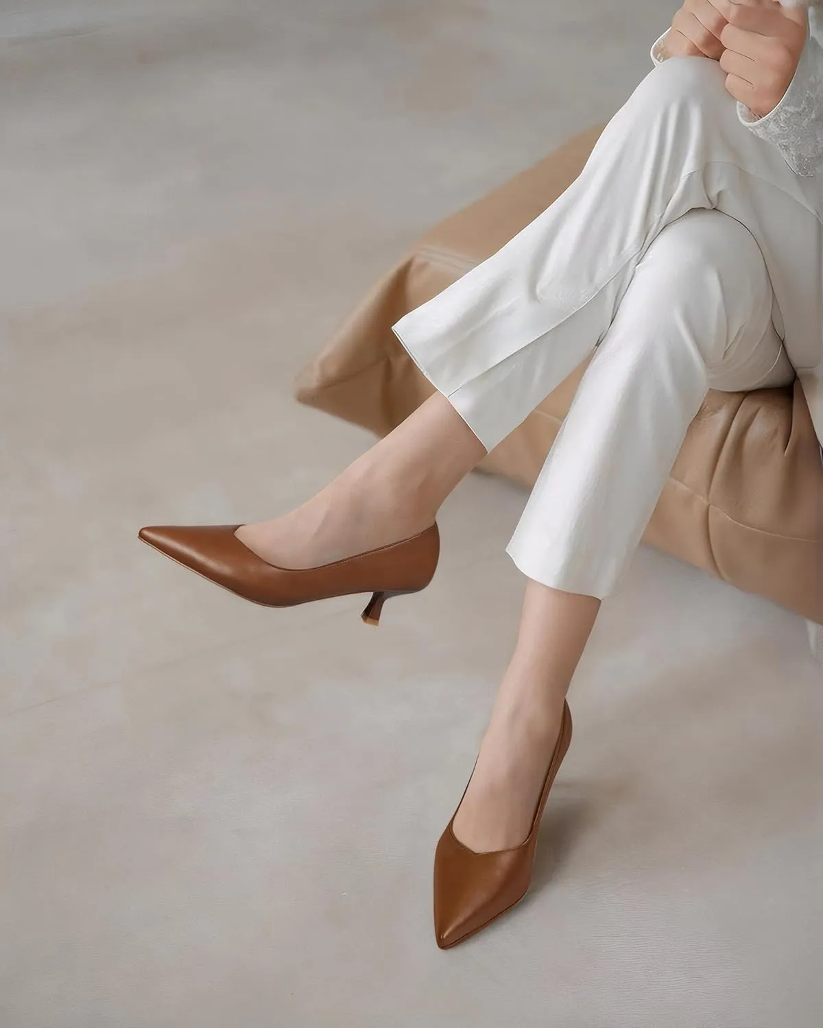 Kitten Heels for Women Pumps Pointed Closed Toe Heels 2 in Low Heel Comfy Formal Work Pumps