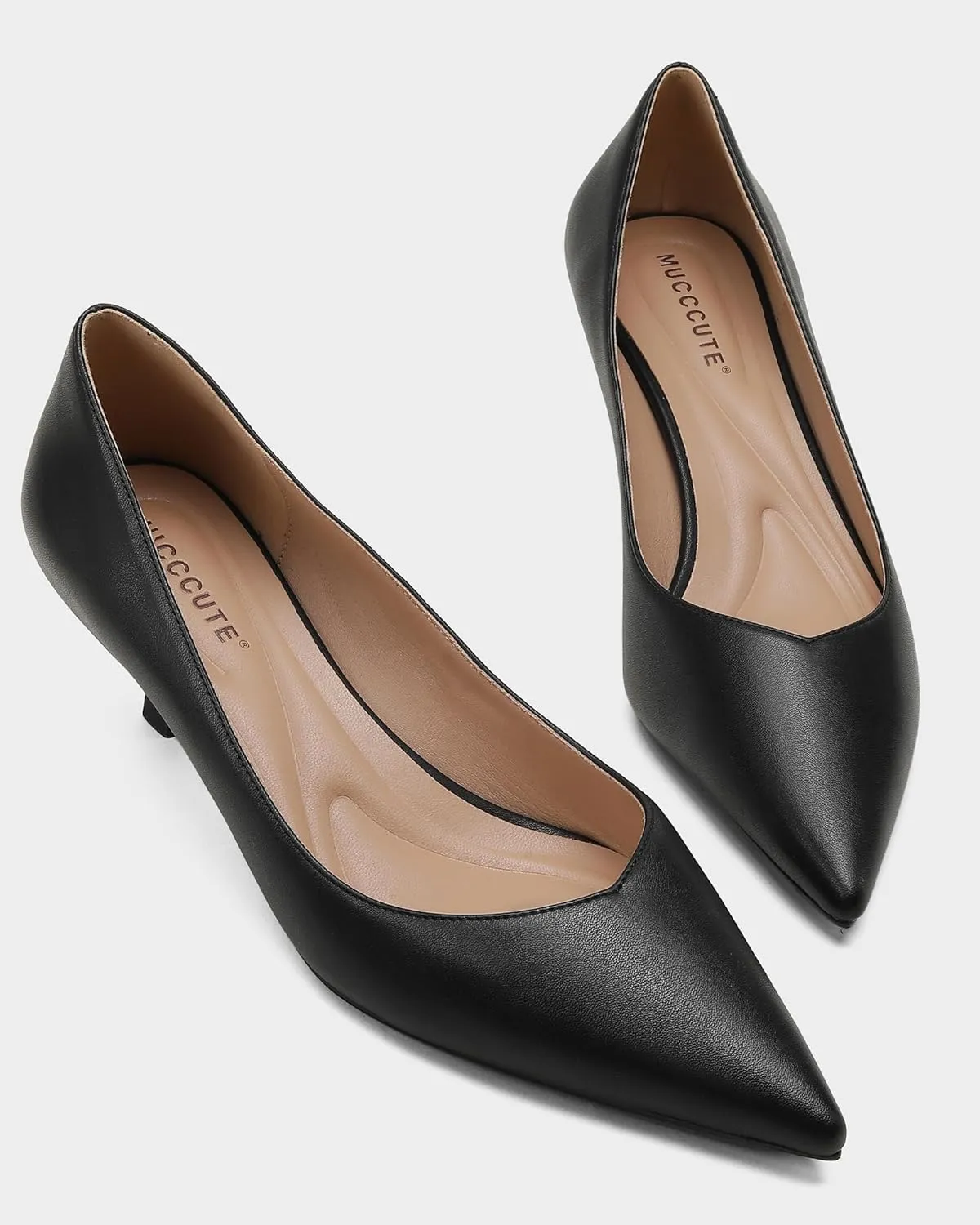 Kitten Heels for Women Pumps Pointed Closed Toe Heels 2 in Low Heel Comfy Formal Work Pumps