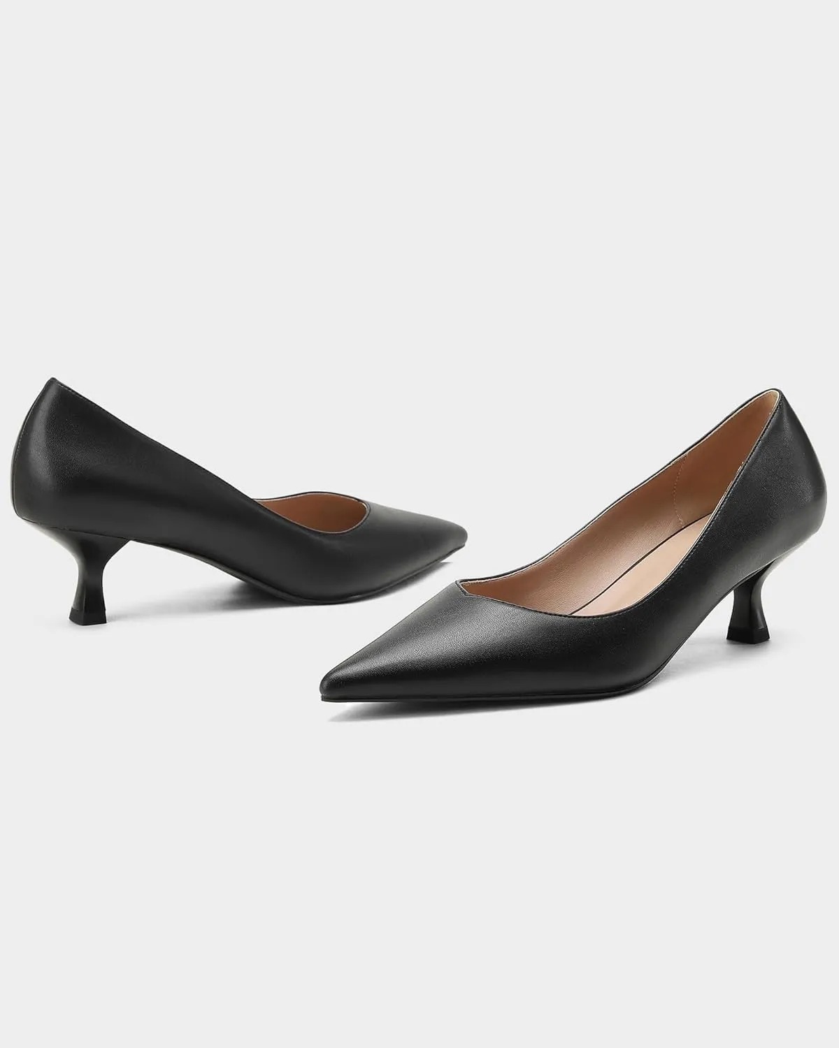Kitten Heels for Women Pumps Pointed Closed Toe Heels 2 in Low Heel Comfy Formal Work Pumps