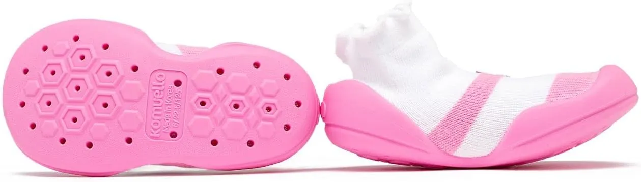 Komuello Toddler Girl Shoes, Premium Materials, Breathable, Washable, Non-Slip, Stay-On, Cotton Socks with Air Pocket Cushion for Indoor and Outdoor - BPA Free Toddler Shoes for Girls