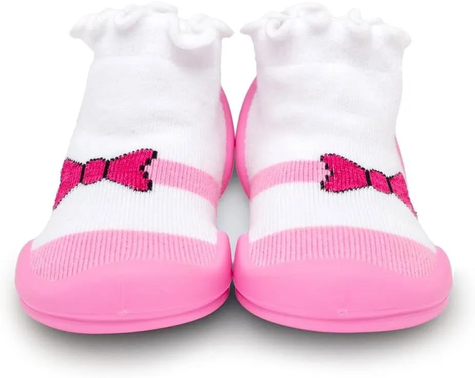 Komuello Toddler Girl Shoes, Premium Materials, Breathable, Washable, Non-Slip, Stay-On, Cotton Socks with Air Pocket Cushion for Indoor and Outdoor - BPA Free Toddler Shoes for Girls