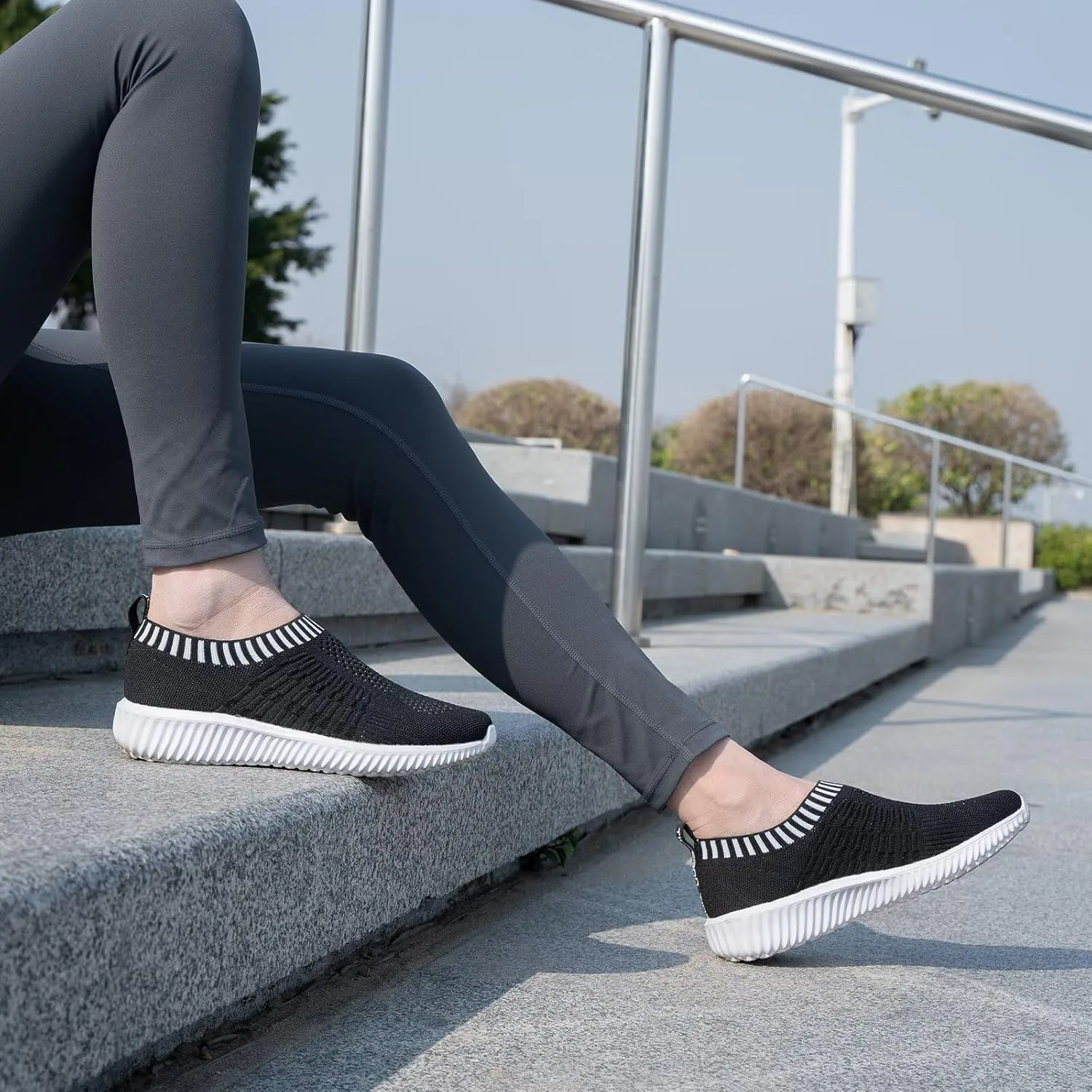 konhill Women's Lightweight Walking Shoes Breathable Slip On Tennis Sneakers Casual Mesh Workout Athletic