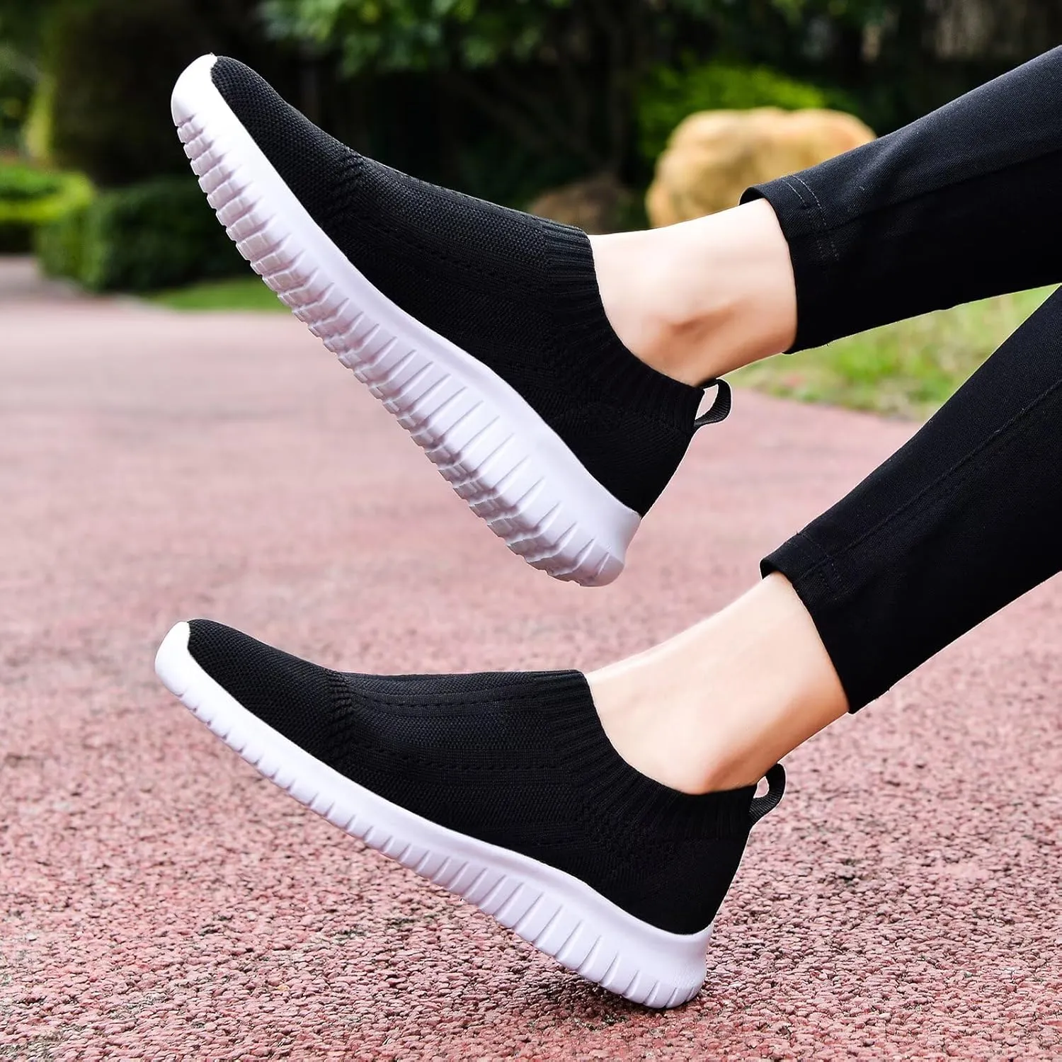 konhill Women's Slip On Sneakers Non Slip Walking Shoes Breathable Mesh Work Casual Lightweight Tennis Workout Shoes