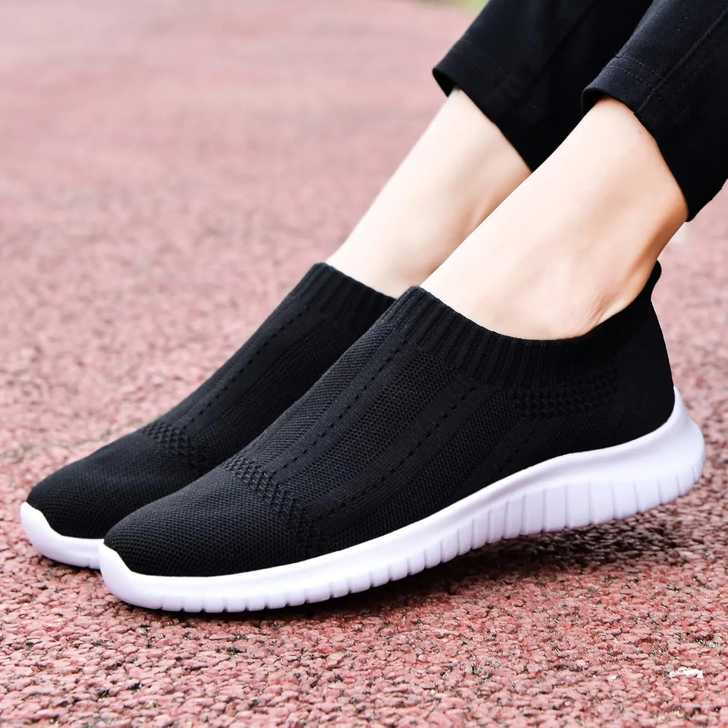 konhill Women's Slip On Sneakers Non Slip Walking Shoes Breathable Mesh Work Casual Lightweight Tennis Workout Shoes