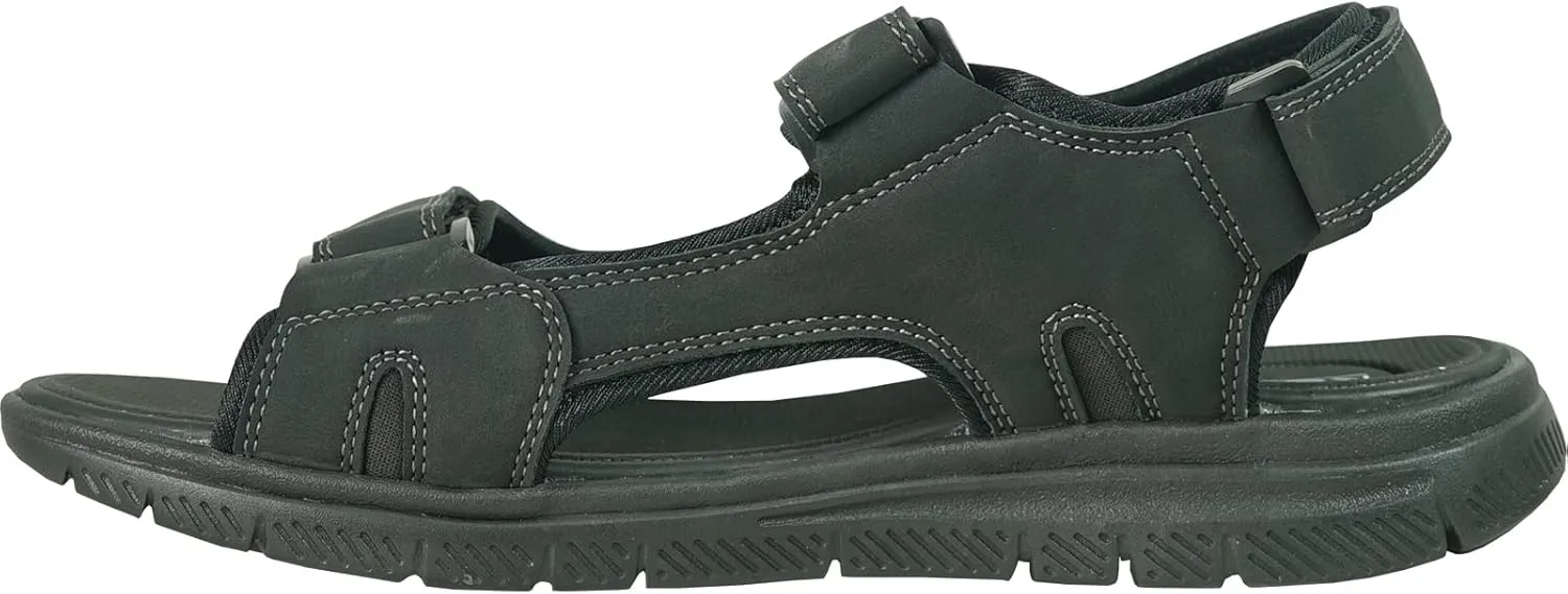 KOZI Men Classic Casual Sandal River Sandal SPORTSMAN Open Toe Adjustable Hook-and-Loop Strap Black Coffee Navy