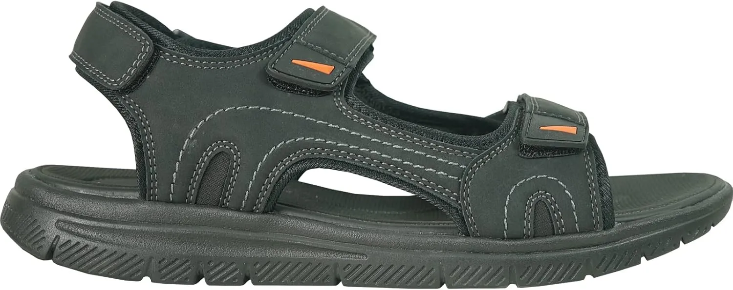KOZI Men Classic Casual Sandal River Sandal SPORTSMAN Open Toe Adjustable Hook-and-Loop Strap Black Coffee Navy