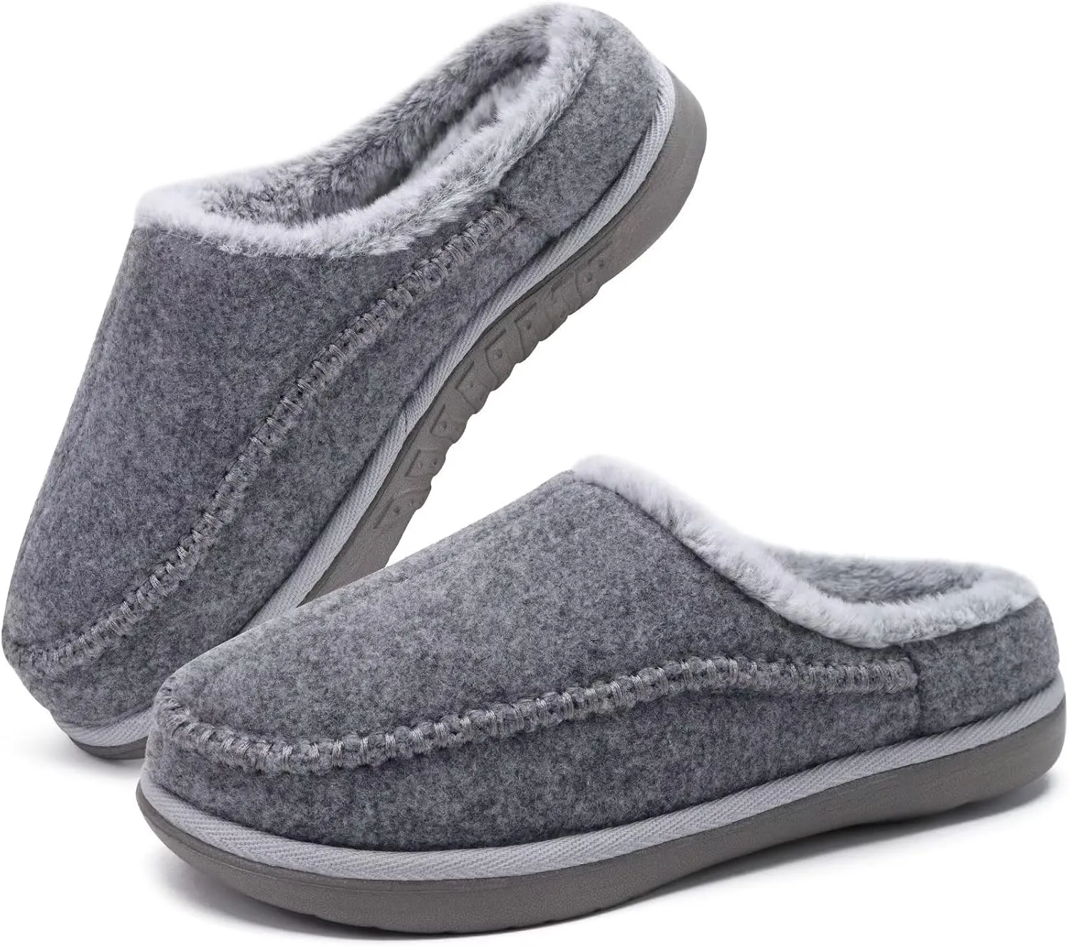 KuaiLu Mens Clog Slippers with Comfy Memory Foam Slippers Warm Faux Fur Slip on