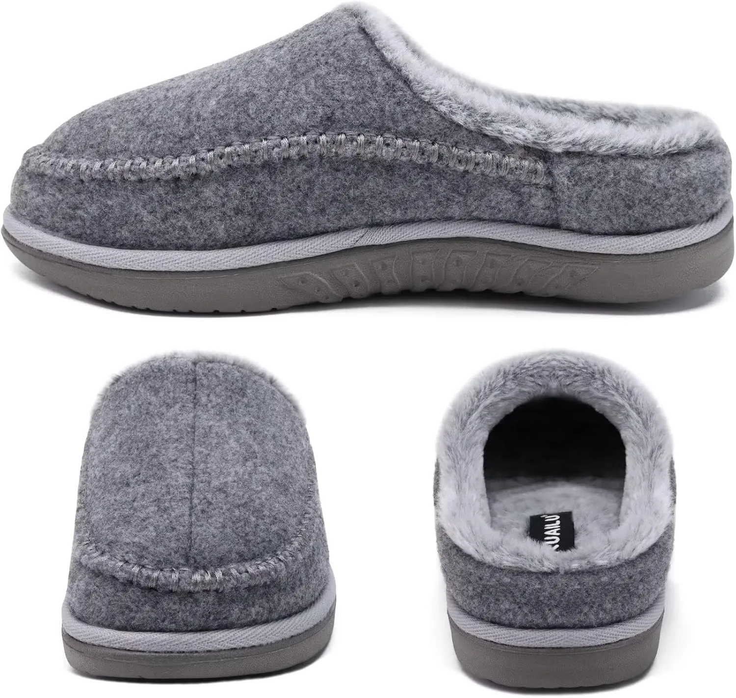 KuaiLu Mens Clog Slippers with Comfy Memory Foam Slippers Warm Faux Fur Slip on