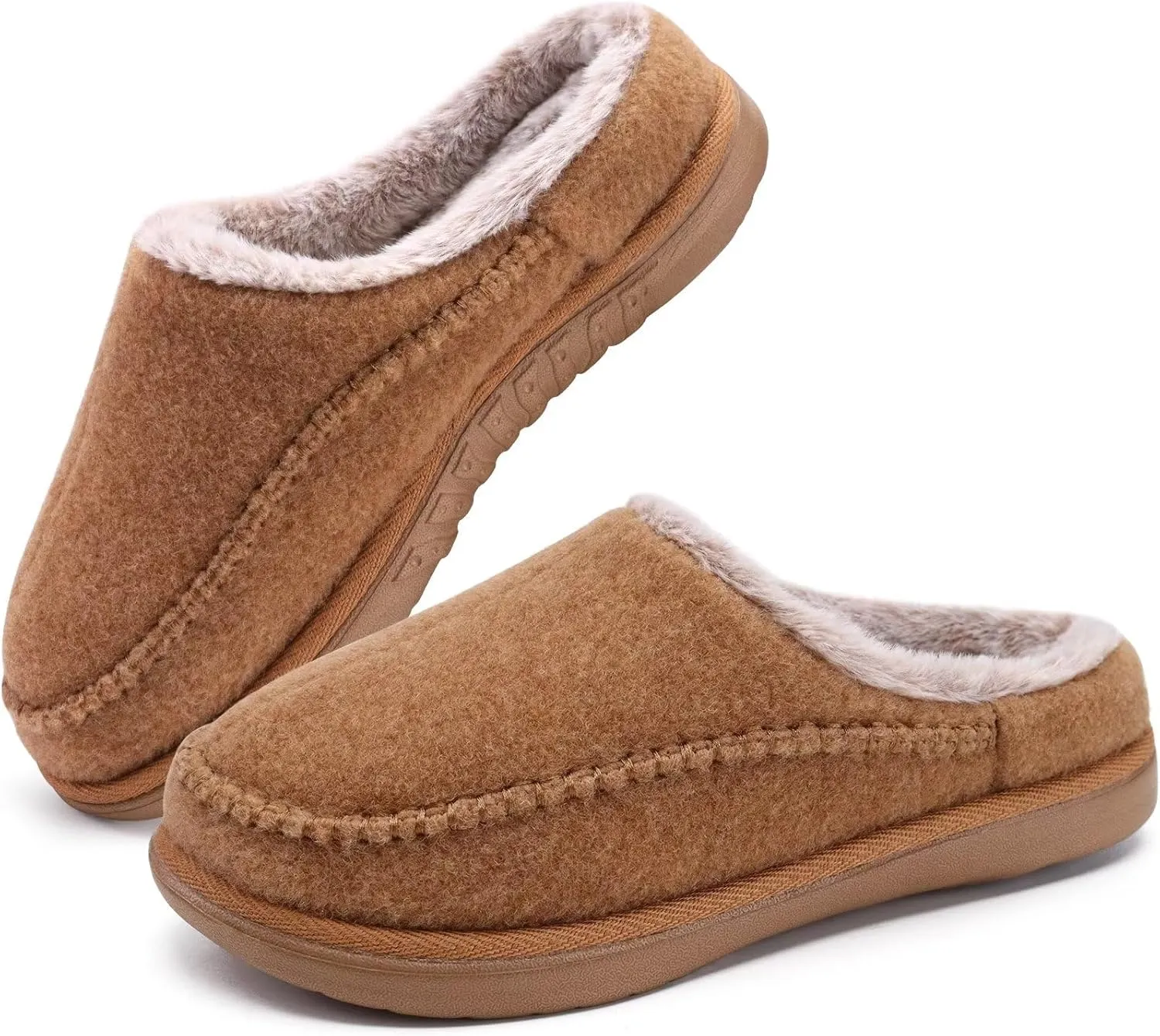 KuaiLu Mens Clog Slippers with Comfy Memory Foam Slippers Warm Faux Fur Slip on