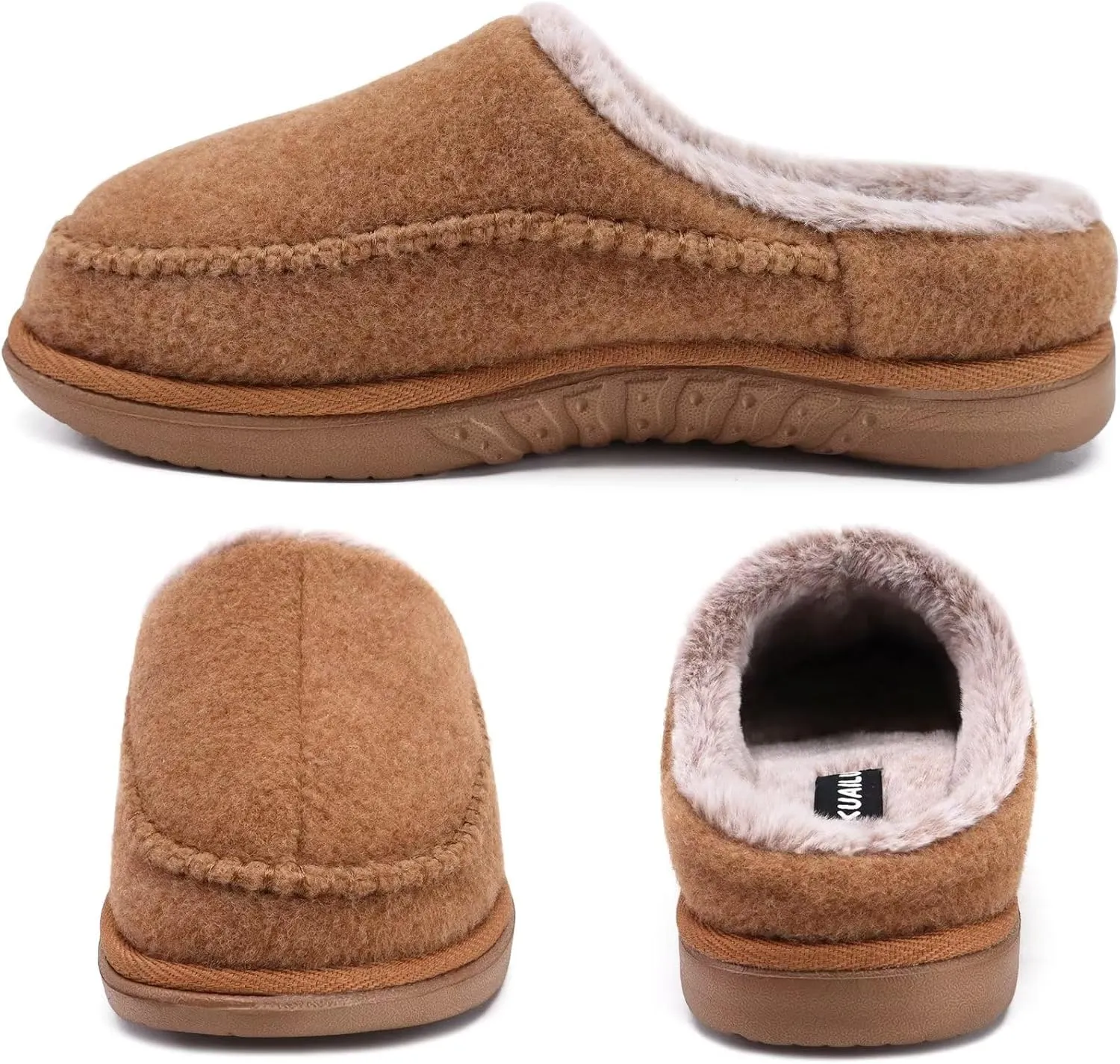 KuaiLu Mens Clog Slippers with Comfy Memory Foam Slippers Warm Faux Fur Slip on