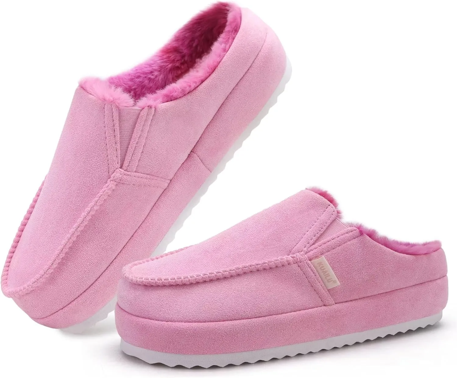 KuaiLu Womens Clog Slippers Cozy Warm Plush Lined With Suede Faux Fur House ladies Bedroom Slippers Comfortable Memory Foam Slip-on Womans Home Shoes Indoor Outdoor Thick Hard Sole