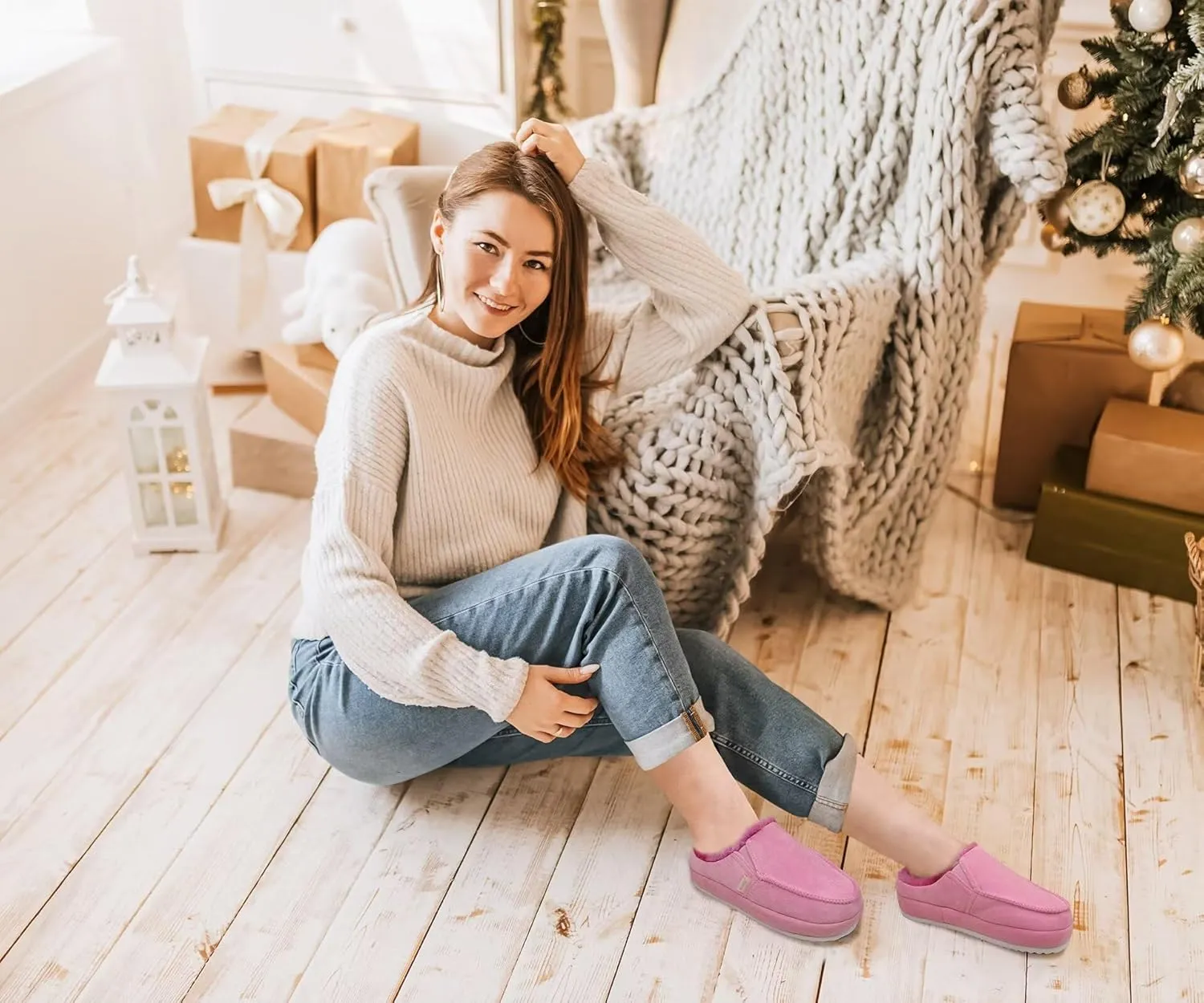 KuaiLu Womens Clog Slippers Cozy Warm Plush Lined With Suede Faux Fur House ladies Bedroom Slippers Comfortable Memory Foam Slip-on Womans Home Shoes Indoor Outdoor Thick Hard Sole