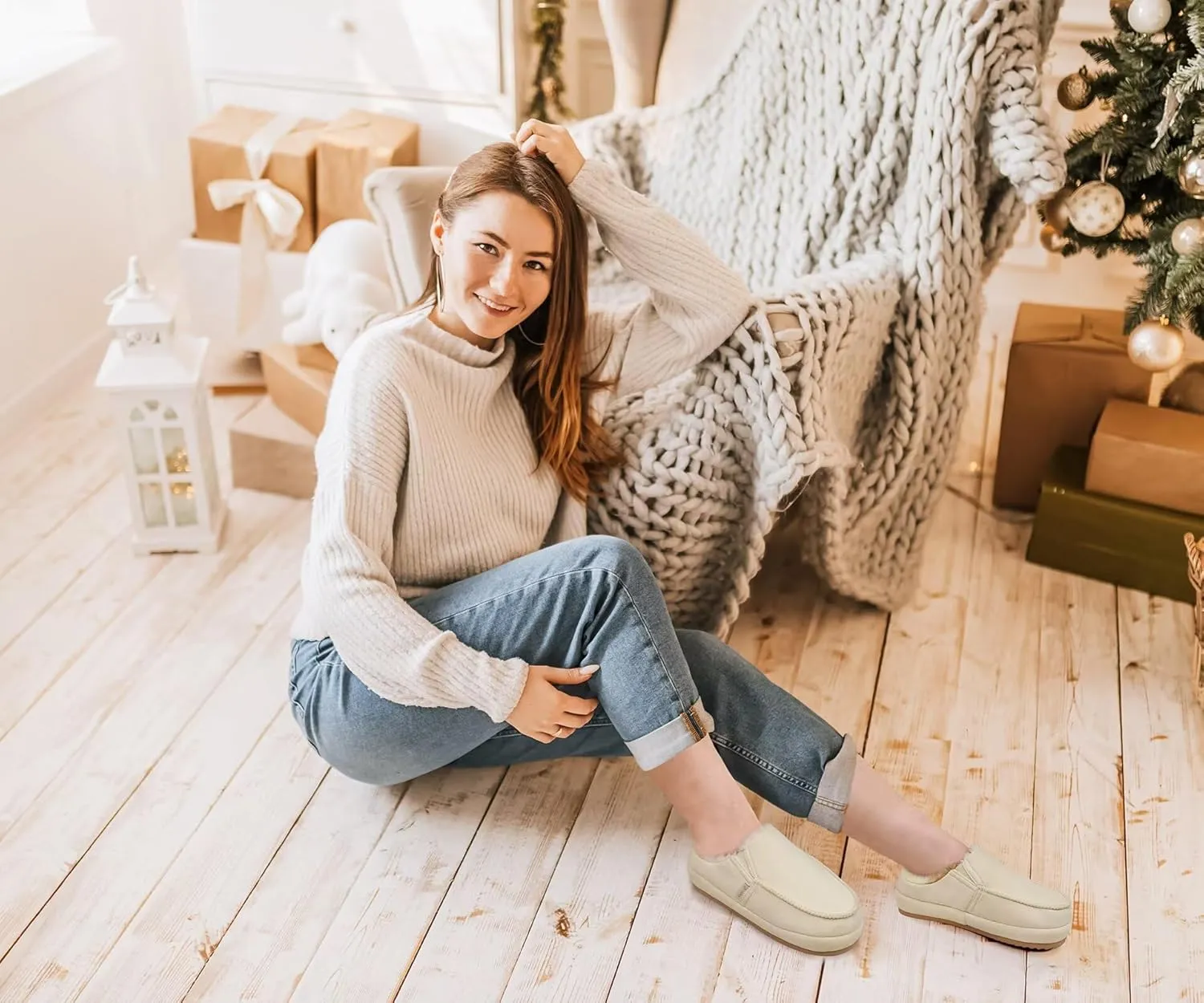 KuaiLu Womens Clog Slippers Cozy Warm Plush Lined With Suede Faux Fur House ladies Bedroom Slippers Comfortable Memory Foam Slip-on Womans Home Shoes Indoor Outdoor Thick Hard Sole
