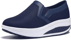 L LOUBIT Women Wedge Shoes Breathable Mesh Sneakers Slip On Comfort Walking Shoes
