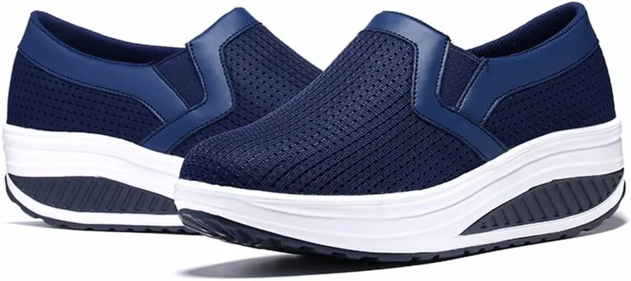 L LOUBIT Women Wedge Shoes Breathable Mesh Sneakers Slip On Comfort Walking Shoes