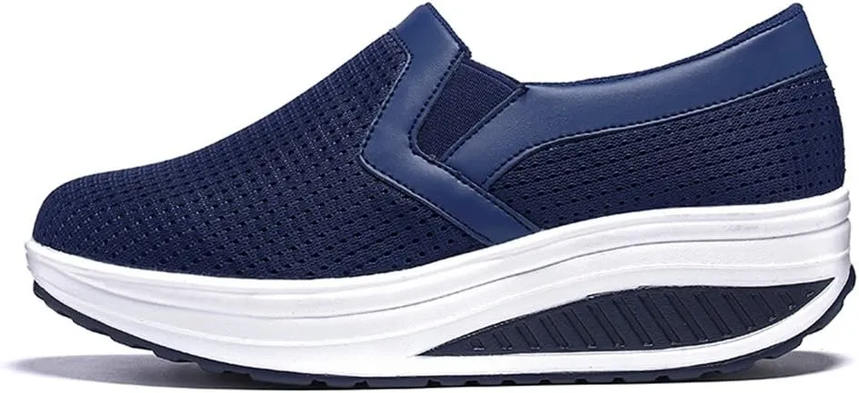 L LOUBIT Women Wedge Shoes Breathable Mesh Sneakers Slip On Comfort Walking Shoes
