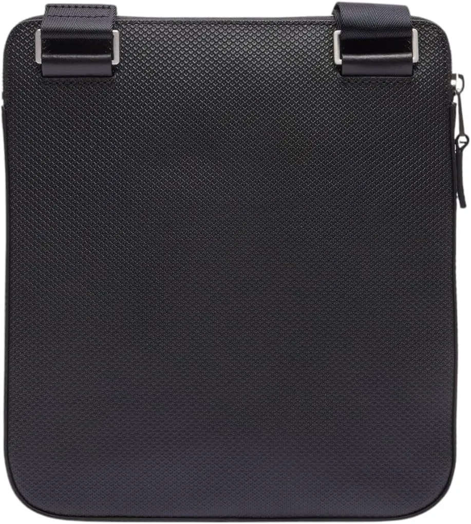Lacoste Men's Chantaco Matte Piqué Leather Flat Zip Bag