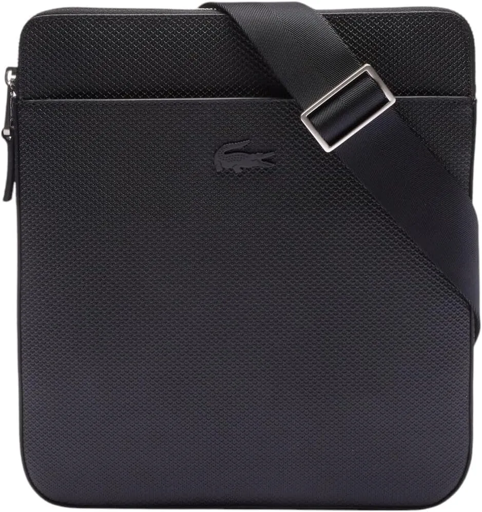 Lacoste Men's Chantaco Matte Piqué Leather Flat Zip Bag