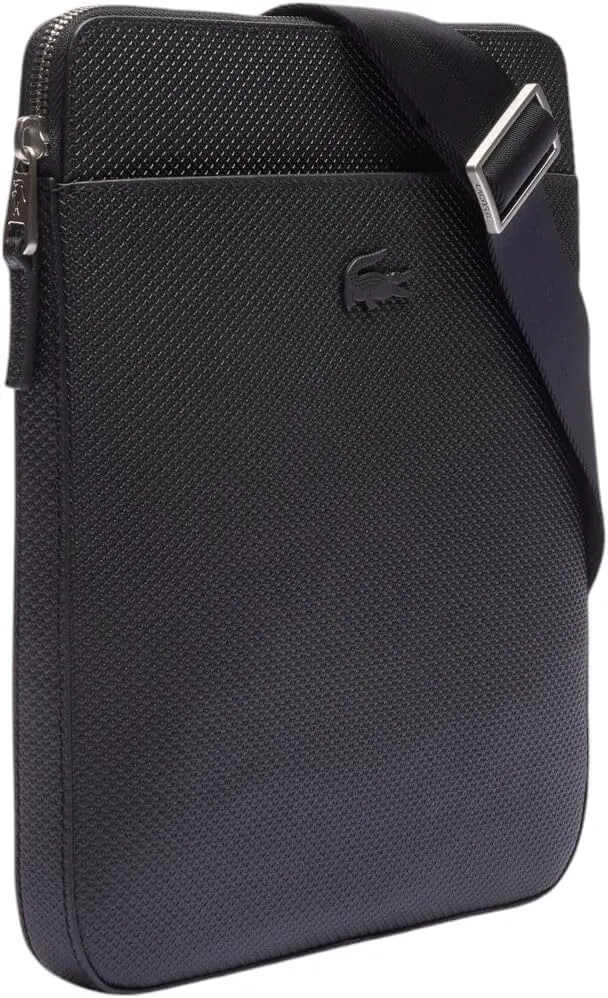 Lacoste Men's Chantaco Matte Piqué Leather Flat Zip Bag