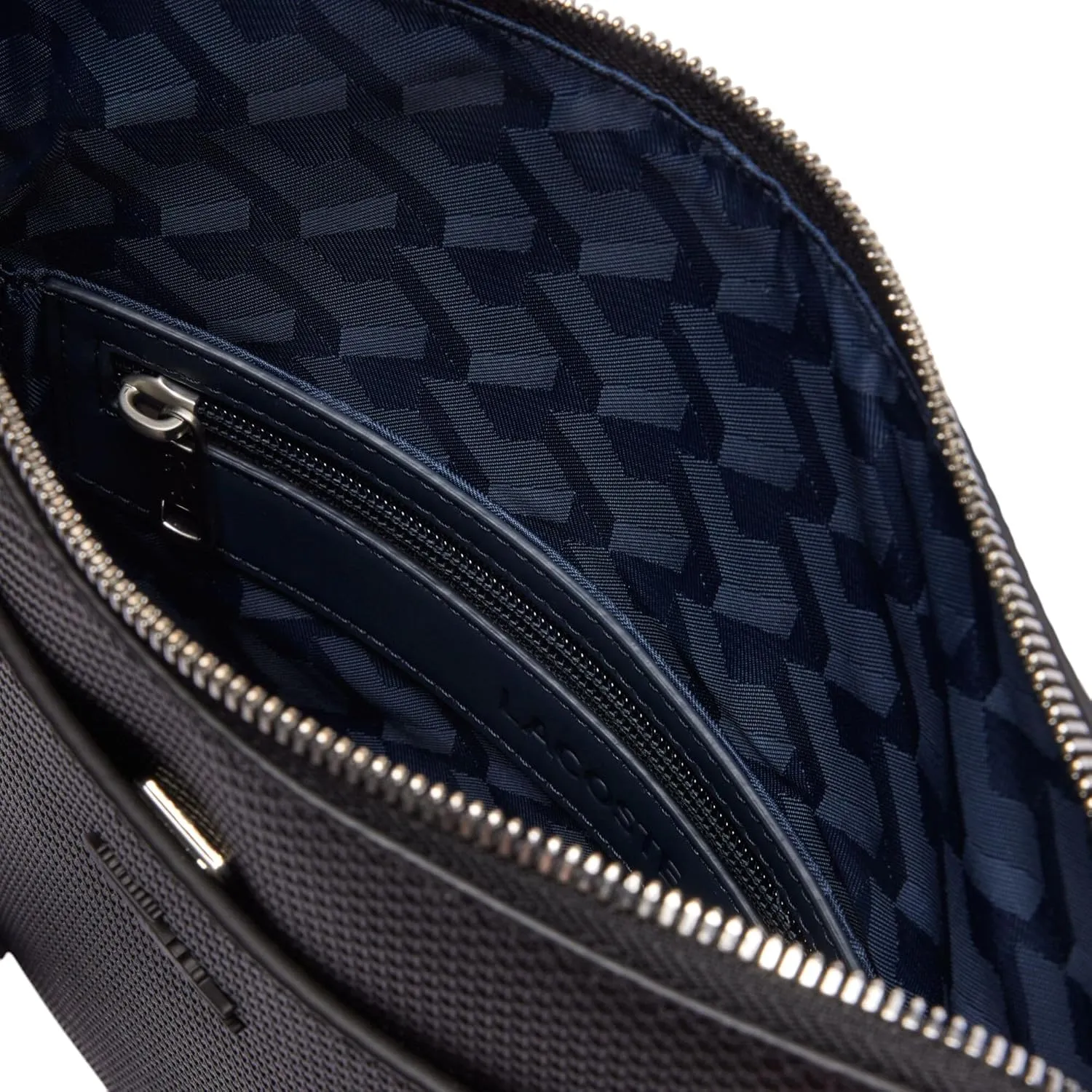 Lacoste Men's Chantaco Matte Piqué Leather Flat Zip Bag