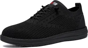 LARNMERN Steel Toe Shoes Men Work Sneaker Puncture Proof Safety Toe Tennis Laces Up Industrial Shoes Light and Comfy(9 Men, Black)