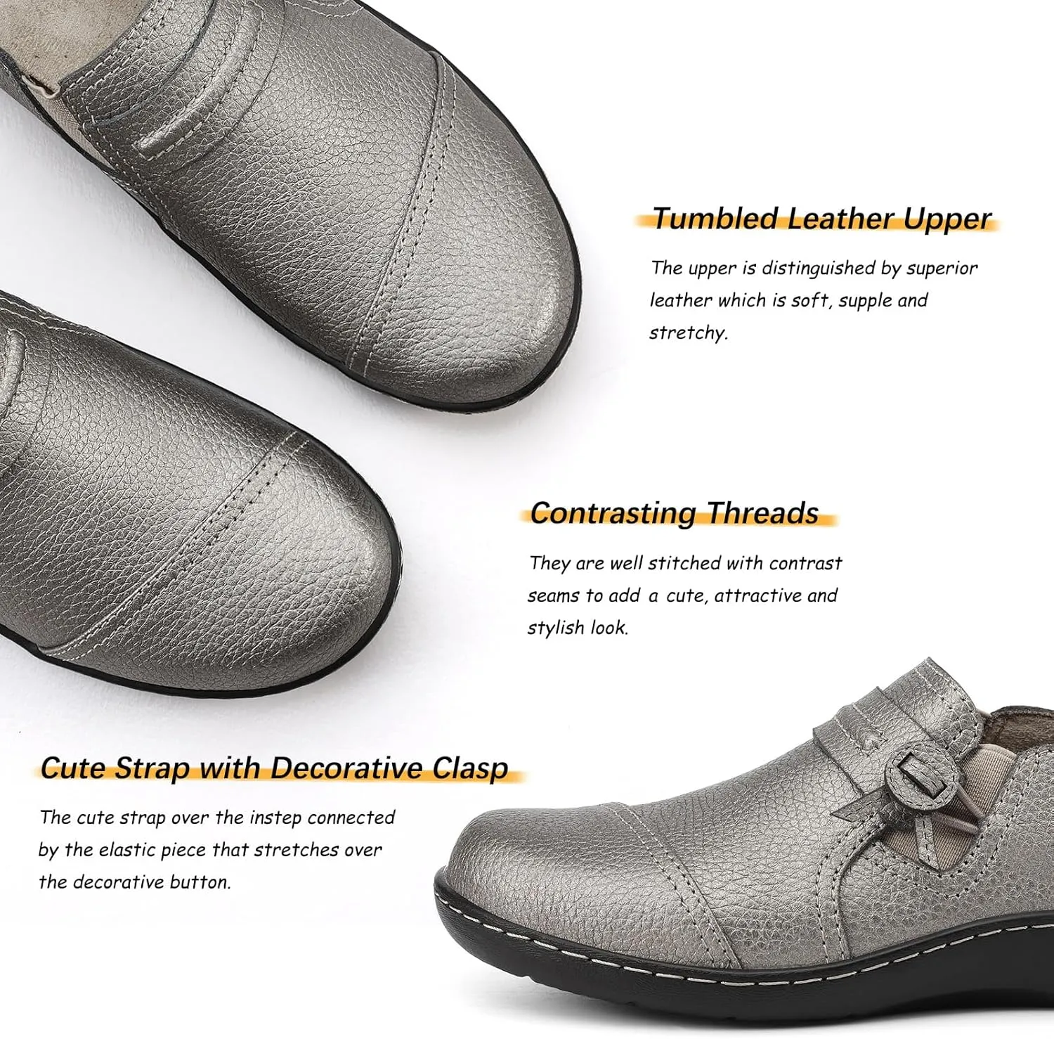 LAZYPOP Women's Classic Comfort Leather Loafers Cute Slip-Ons Casual Dress Shoes Lightweight Walking Flats Everyday Work Shoes