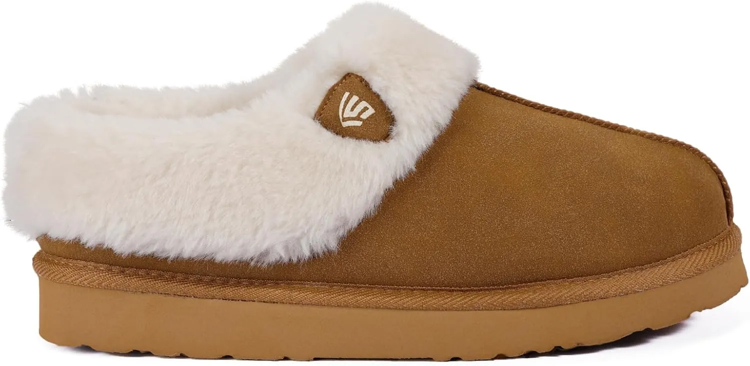 LazyStep Women's Fuzzy Closed Back Slippers, Slip on Indoor and Outdoor Warm House Shoes