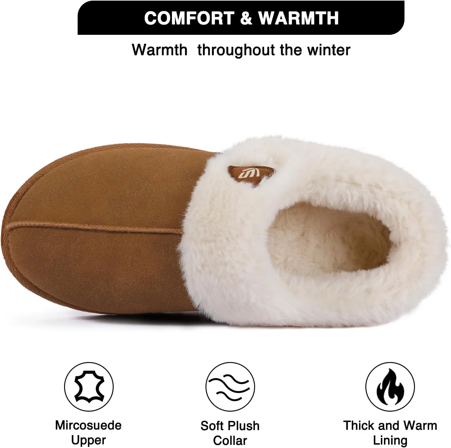 LazyStep Women's Fuzzy Closed Back Slippers, Slip on Indoor and Outdoor Warm House Shoes