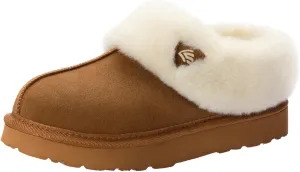 LazyStep Women's Fuzzy Closed Back Slippers, Slip on Indoor and Outdoor Warm House Shoes