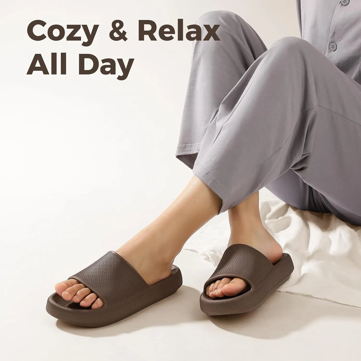 Leevar Cloud Slides for Women and Men - Soft, Comfy, Relax Cloud Slippers, Thick Sole, Non-slip Slides for Men, Easy to Clean, Shower, Swimming, Beach, Indoor and Outdoor Slides for Men