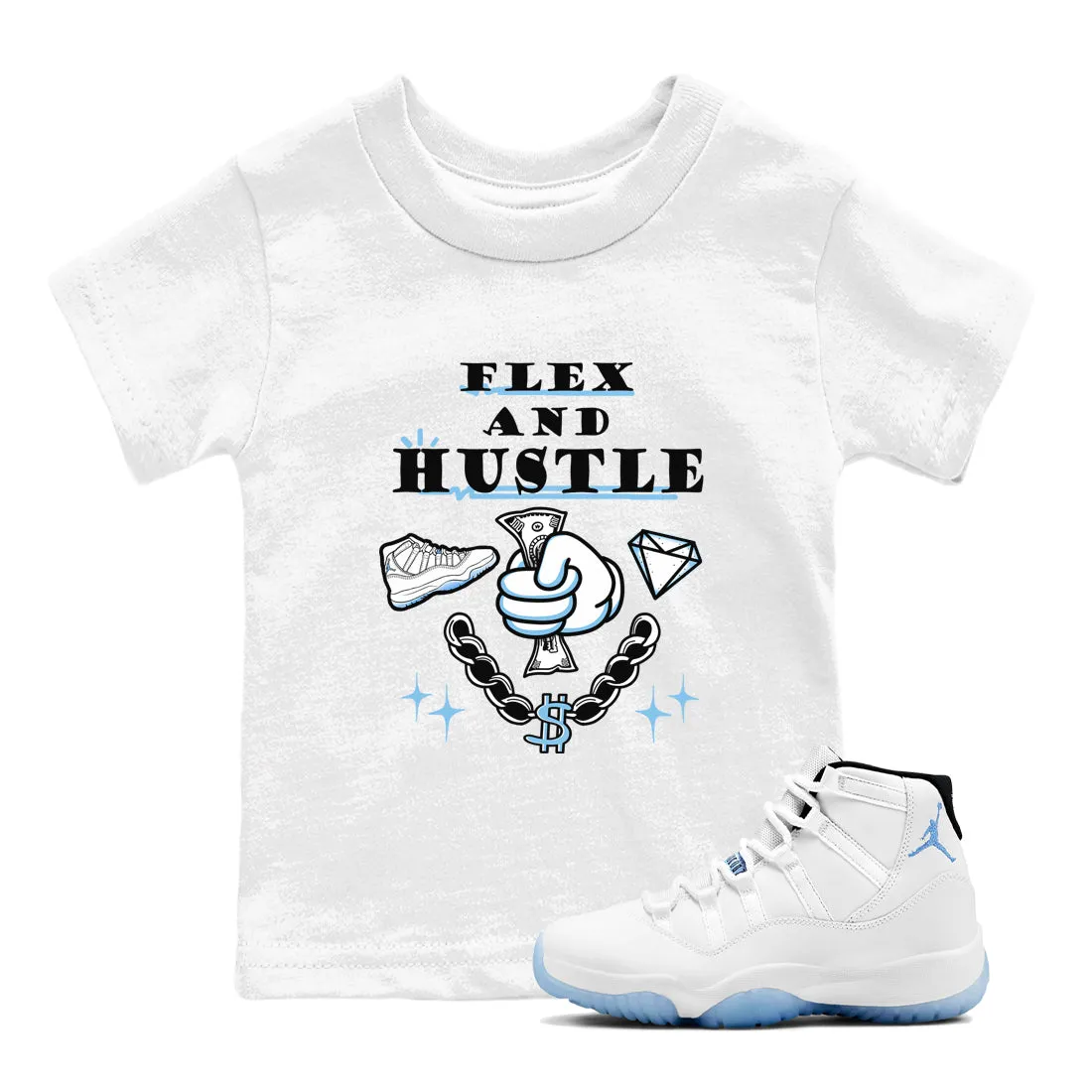 Limited edition 11 Hustle Blue Air Kids - Flex Tees Legend Express international shipping Jordan Sneaker And SNRT