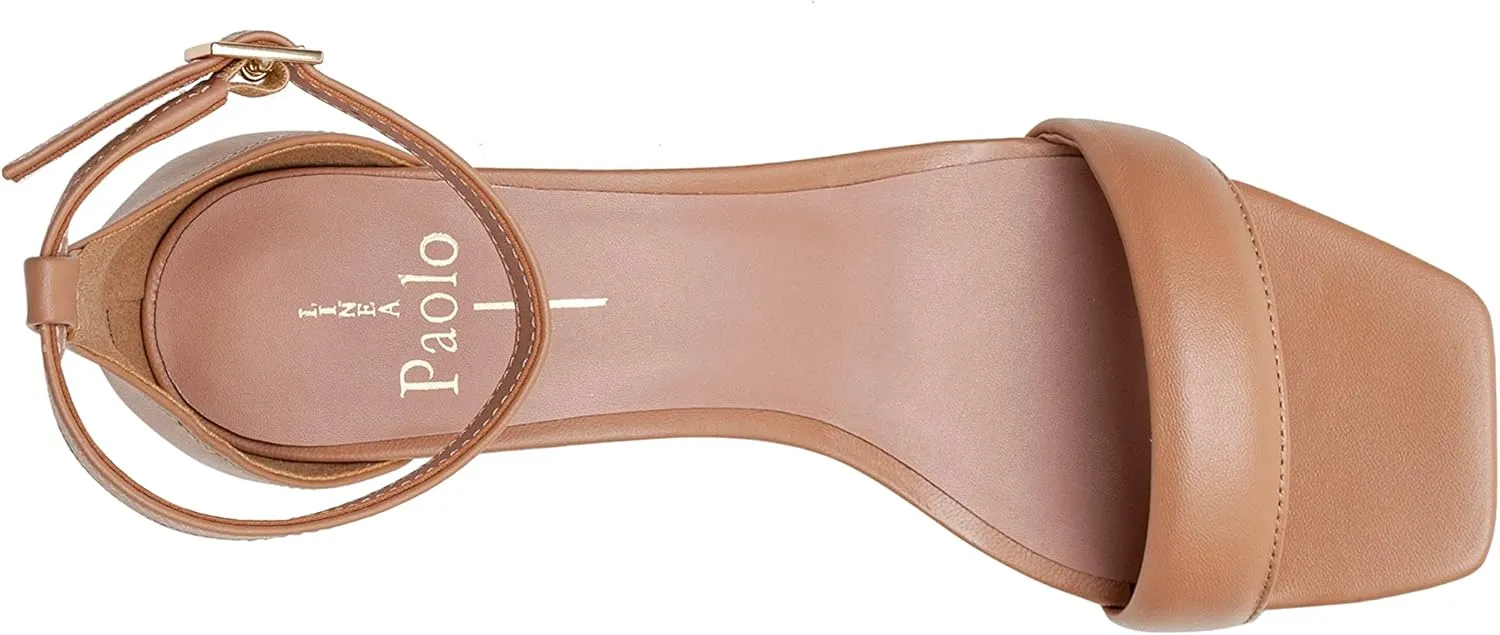 Linea Paolo - Hannah - Womens Low Kitten Heel Nappa Leather Dress Sandal With Delicate Ankle Strap